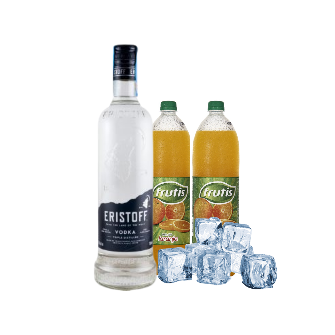 Pack Vodka Eristoff + Frutis Laranja  e Gelo1kg